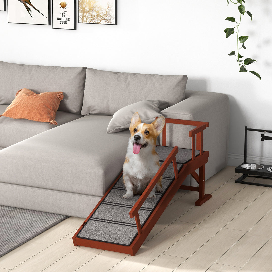 Wooden Dog Ramp with Removable Guardrails, Non-Slip Surface, 125 cm Lo
