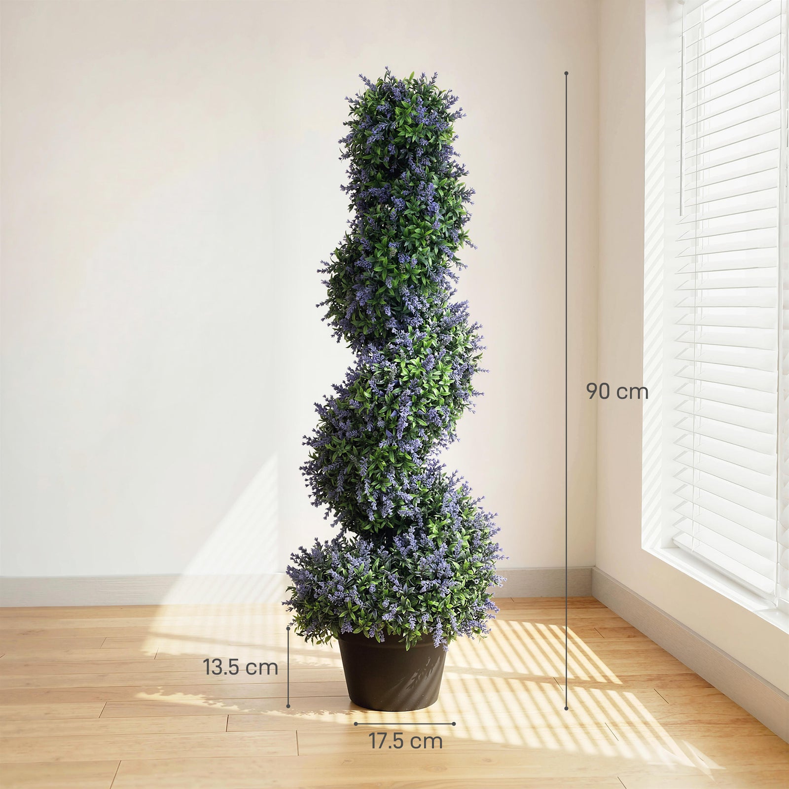 Artificial Lavender Topiary Tree Set of 2, UV Resistant Fake Plants in