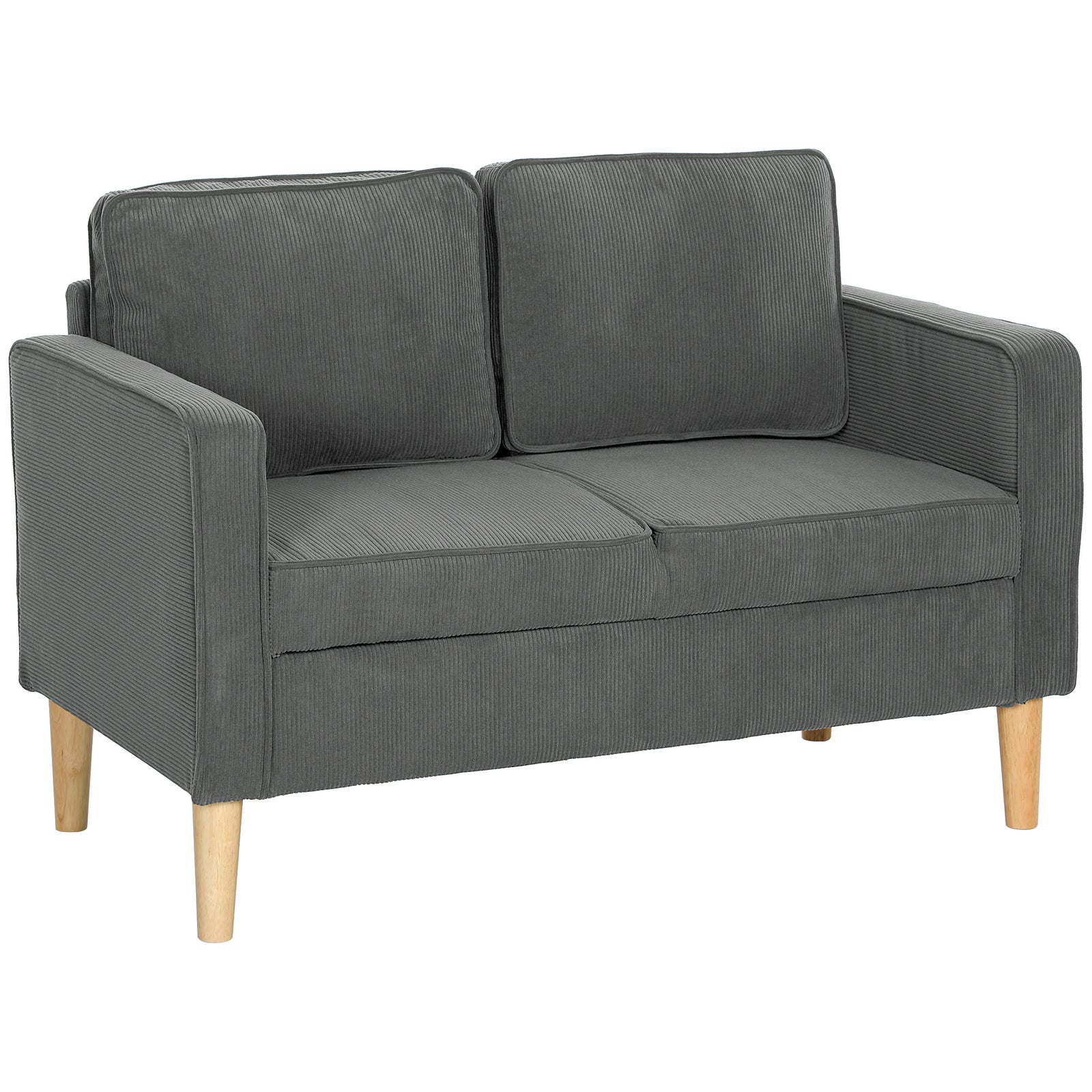Small Two-Seater Corduroy Sofa - Grey