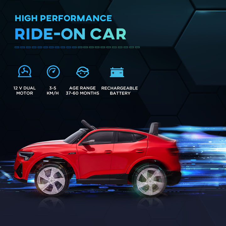 Audi E-tron Licensed 12V Kids' Electric Ride on, Electric Car for Kids, with Parental Remote, Music Lights MP3, Suspension Wheels, for 3-5 Years, Red