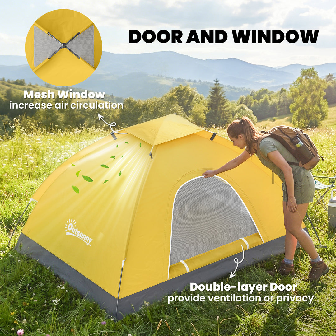 2 Person Camping Tent, Dome Tent with Zipped Doors, Storage Pocket, Po