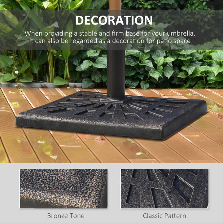 15kg Resin Durable Patterned Colophony Garden Patio Square Umbrella Stand Base Stand Bronze