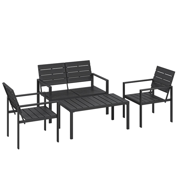 4 Piece Garden Furniture Set, Outdoor Sofa Set with HDPE Slatted Loves