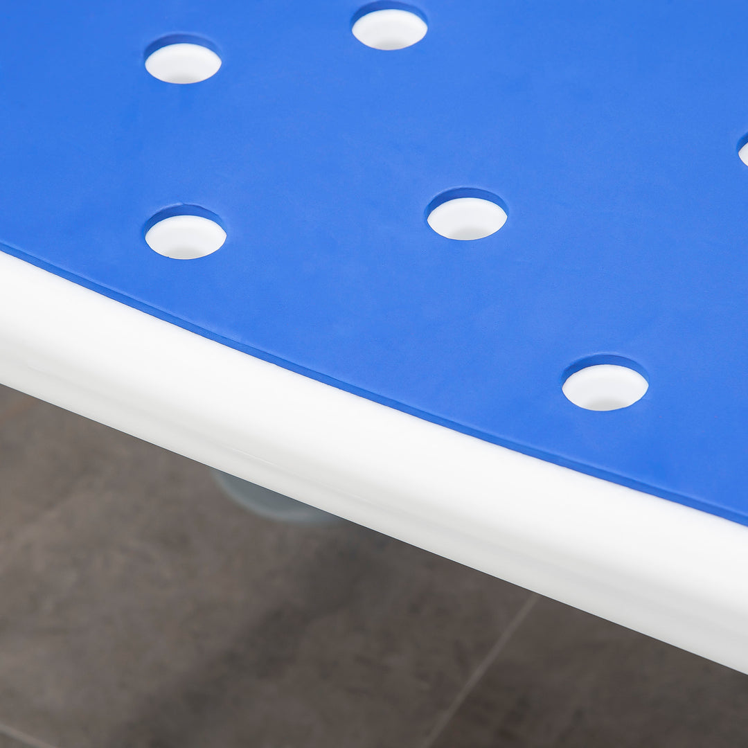 MCL EVA Padded Shower Chair for the Elderly and Disabled, Height Adjustable Shower Stool with Back and Arms, 4 Suction Foot Pads, Blue