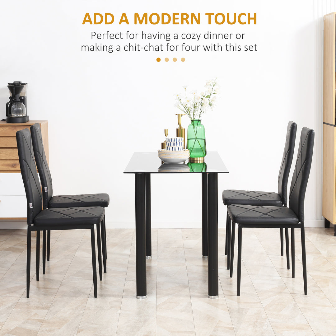 Set of 4 Faux Leather Dining Chairs - Black