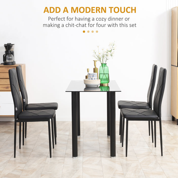 Set of 4 Faux Leather Dining Chairs - Black