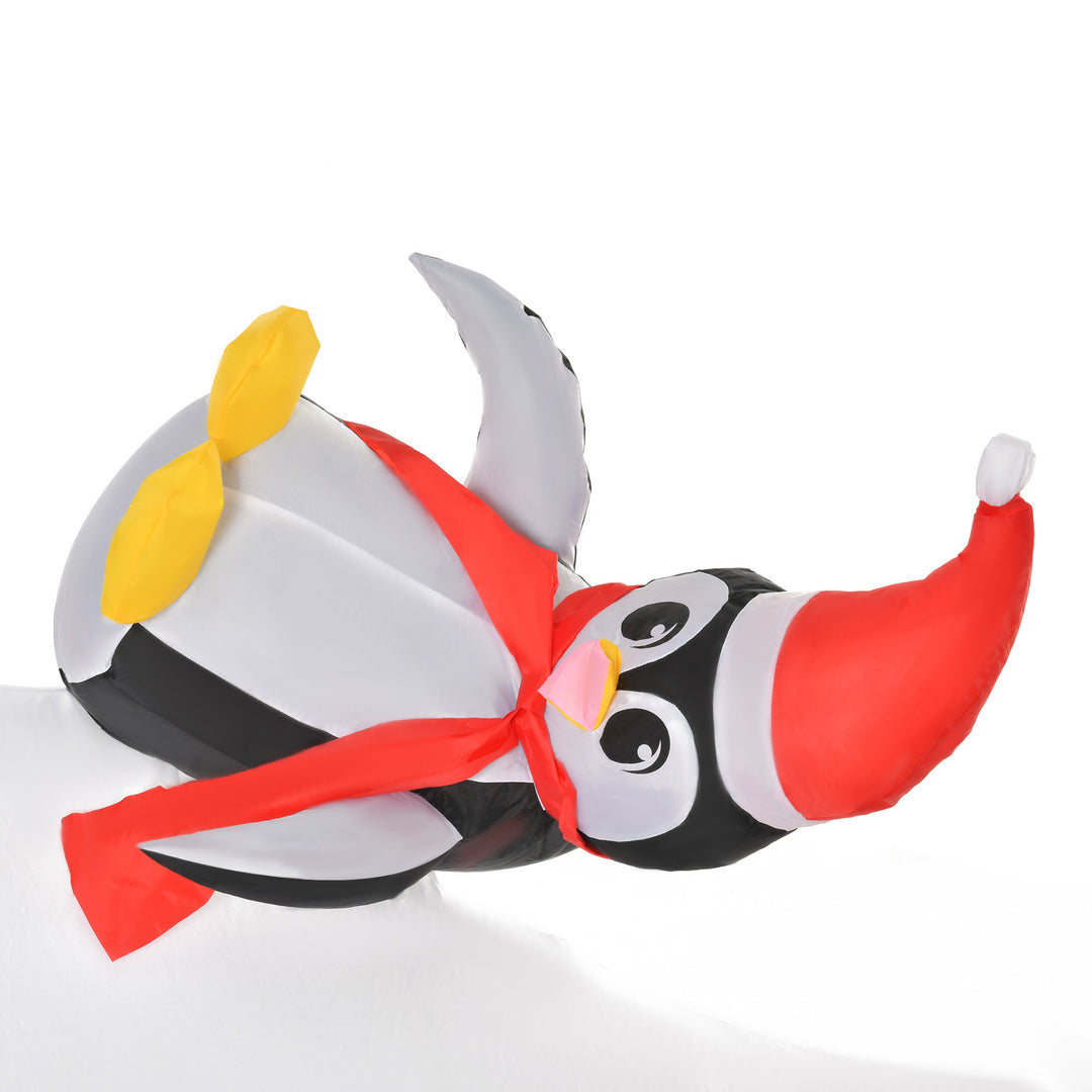 MCL 5ft Outdoor Christmas Inflatable with LED Light, Lighted Blow up Polar Bear with Three Penguins, Giant Yard Party Decoration for Home Garden Lawn Party Prop