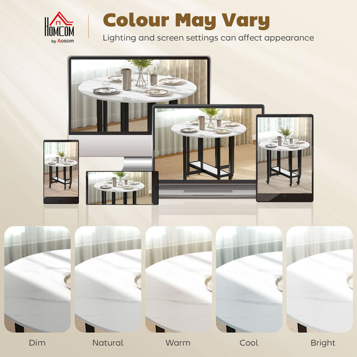 Folding Dining Table, Drop Leaf Table with Open Shelf, Rolling Kitchen