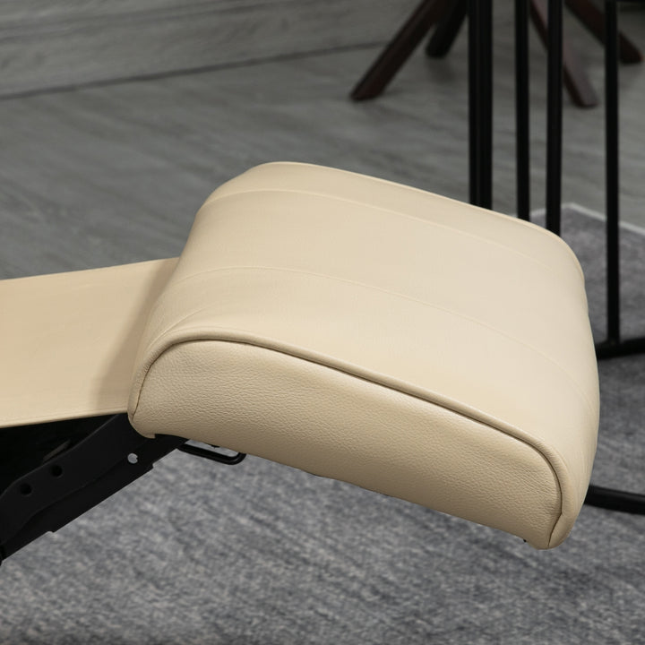 Faux Leather Armchair, with 145° Reclining Back and Footrest - Cream
