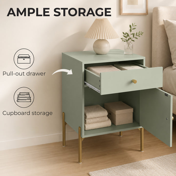 Modern Bedside Tables Set of 2, Side Tables with Drawer and Metal - view 5