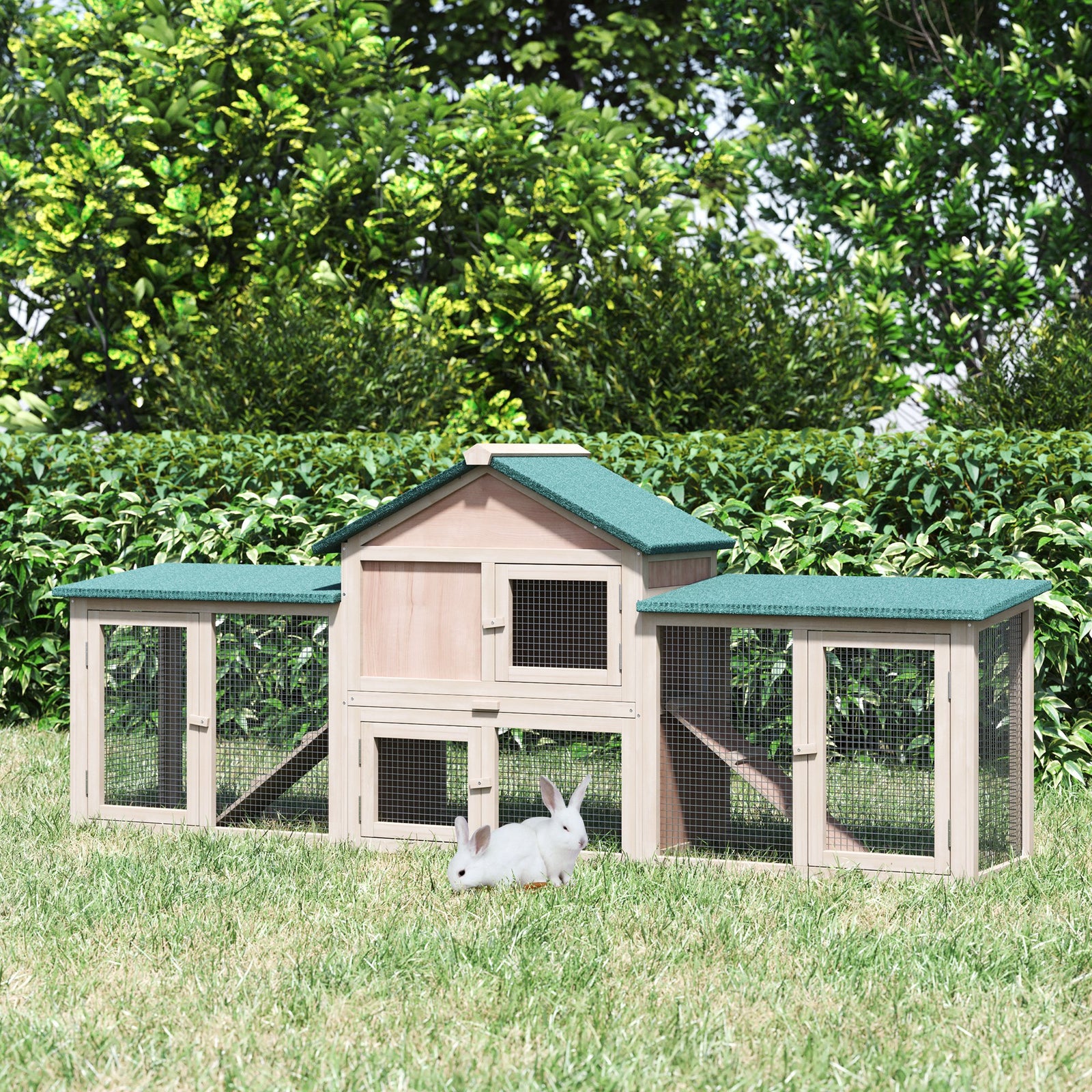 Guinea Pigs Hutches, 210Lx45.5Wx84.5H cm, Fir Wood-Natural Wood Colour