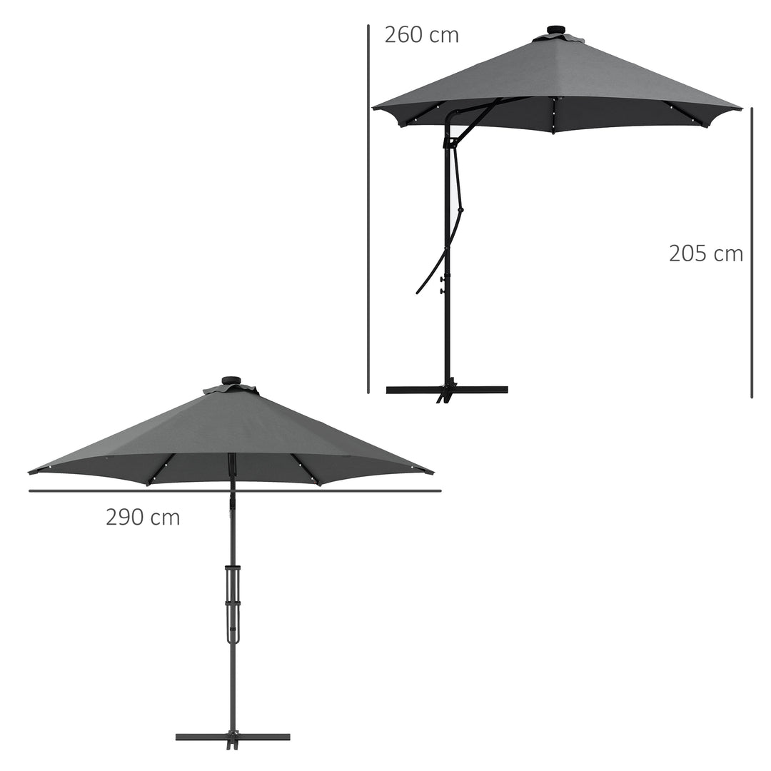 3(m) Solar LED Cantilever Parasol - Dark Grey