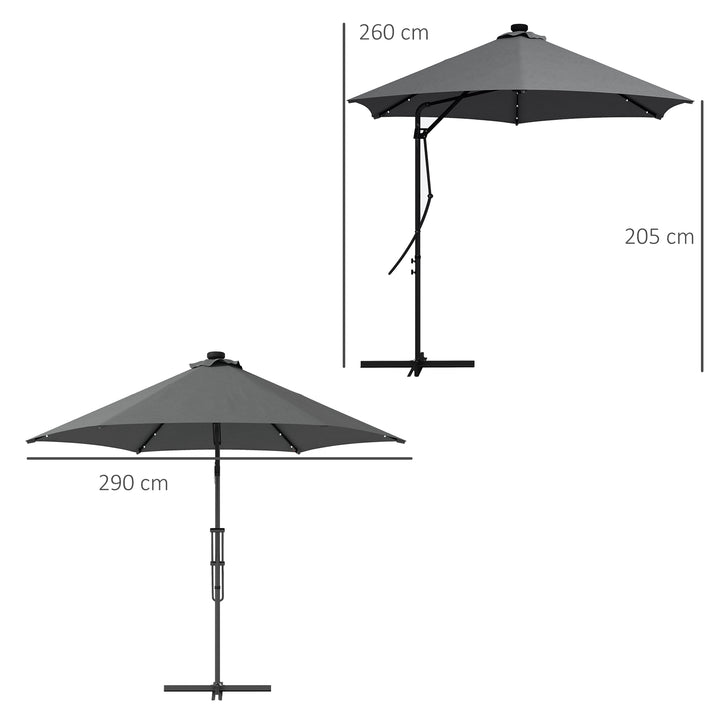 3(m) Solar LED Cantilever Parasol - Dark Grey