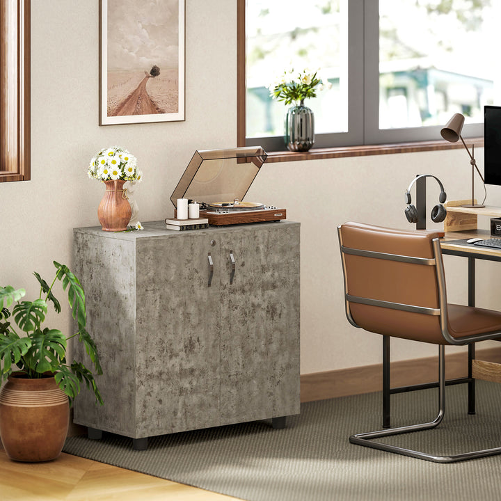 Two-Tier Locking Office Storage Cabinet - Grey