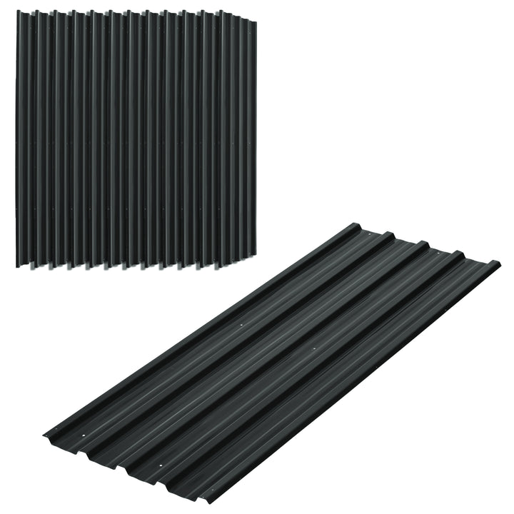 Set of 12 Corrugated Steel Roof Sheet Panels - Dark Grey