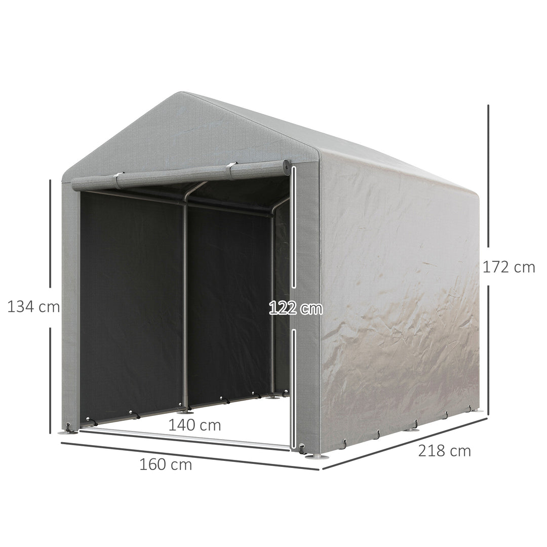 1.6 x 2.2m Garden Storage Shed Tent, with Accessories - Light Grey