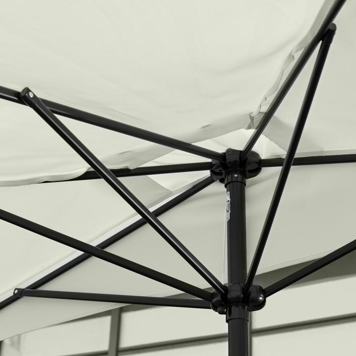 2.3m Half Parasol Semi Round Umbrella Patio Metal Frame Crank Handle for Balcony-- NO BASE INCLUDED, Off-White