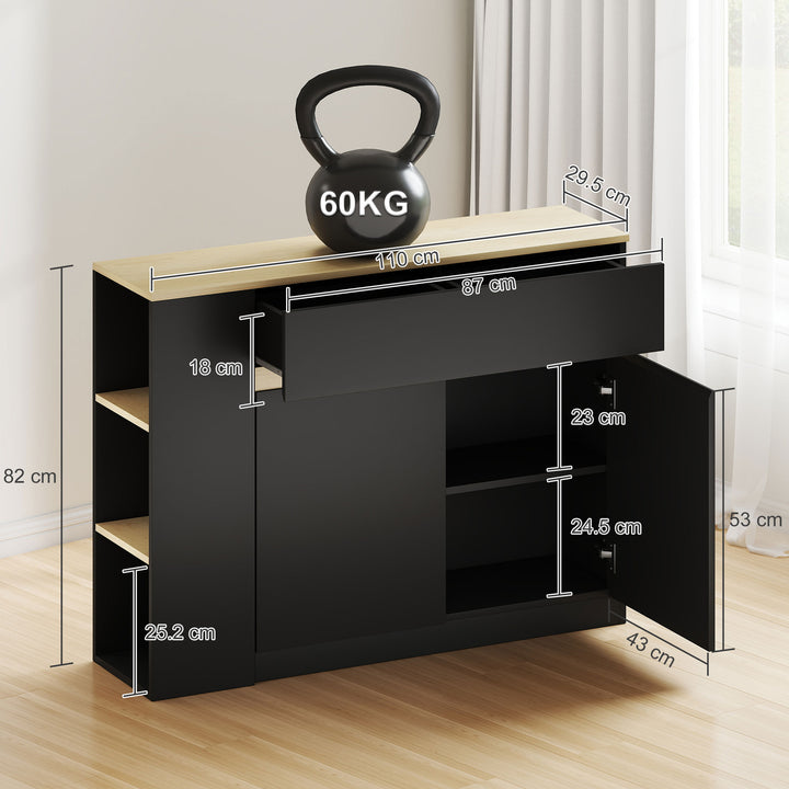 Kitchen Island, Storage Cabinet with Adjustable Shelf, 2 Drawers, 3 Op