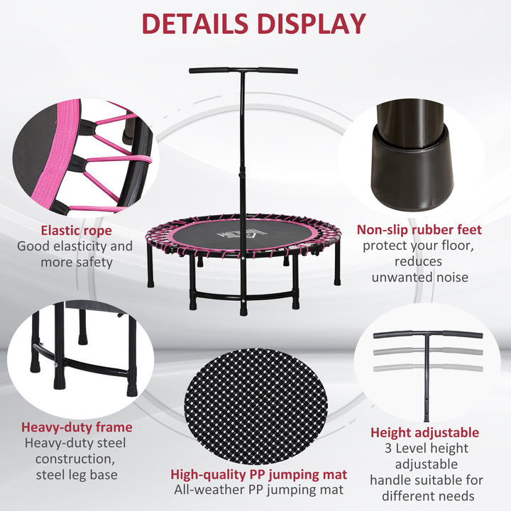 Mini Round Steel Frame Trampoline w/ Adjustable Handle, Pink