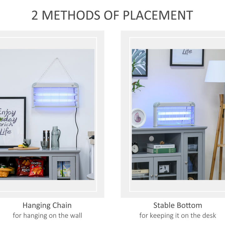 Wall Hanging Bug Zapper, 30W Electric Fly Zapper Mosquito Killer, 60㎡ Coverage Insect Killer, Indoor Outdoor Use, Grey