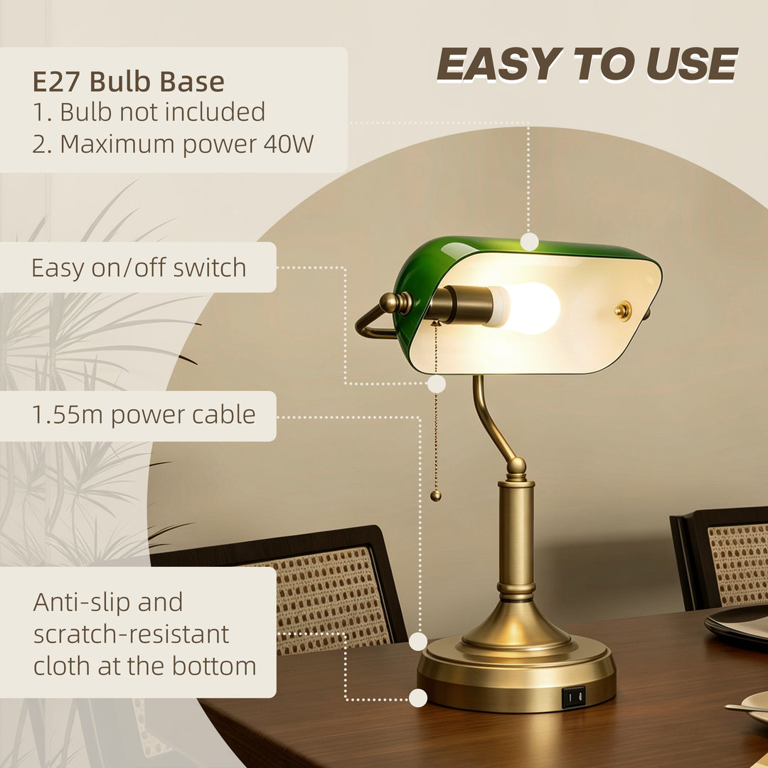 Desk Lamp with USB Ports, Banker&