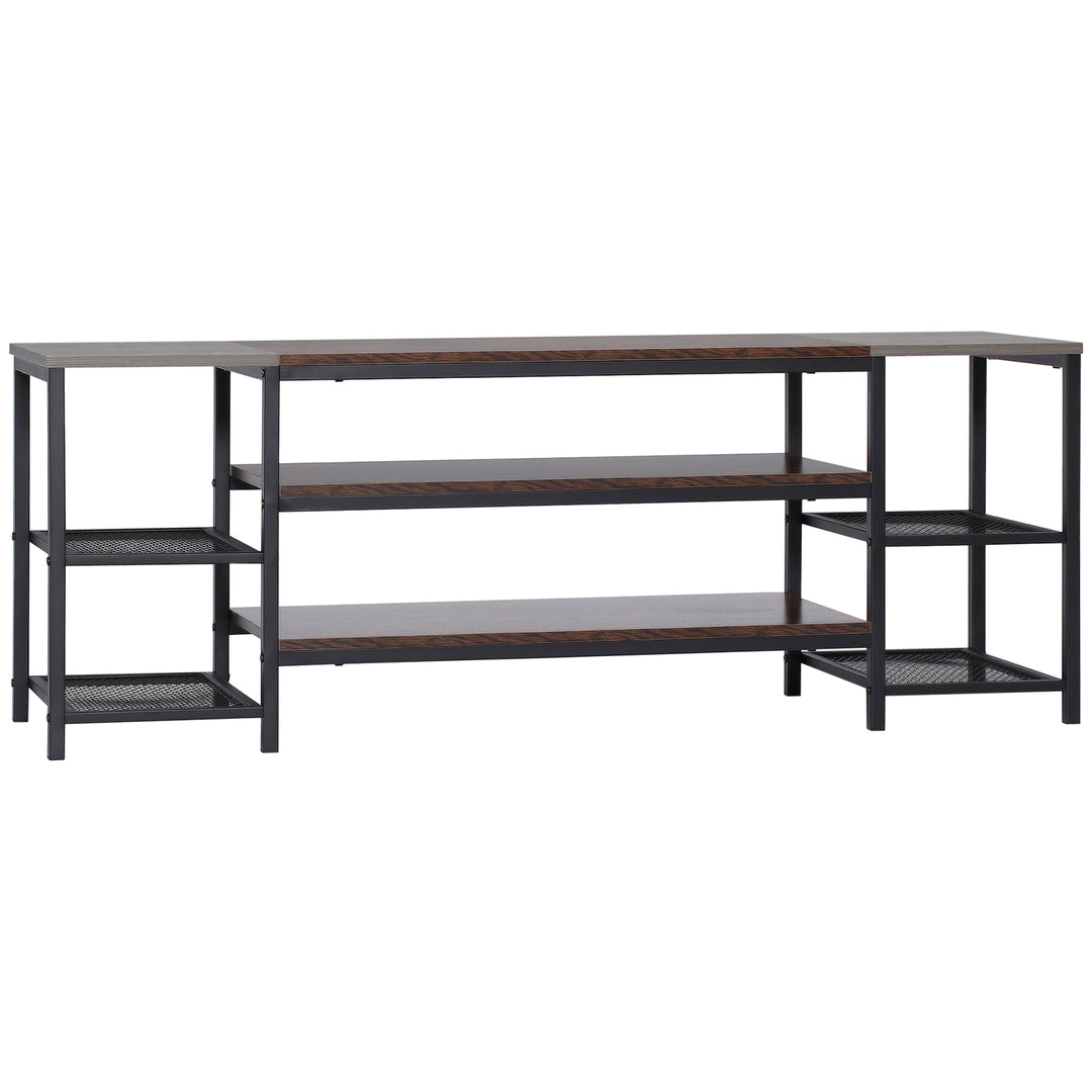 TV Unit Cabinet for TVs up to 60 Inches, Industrial TV Stand with Storage Shelves for Living Room, Brown and Grey
