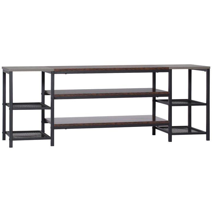 TV Unit Cabinet for TVs up to 60 Inches, Industrial TV Stand with Storage Shelves for Living Room, Brown and Grey