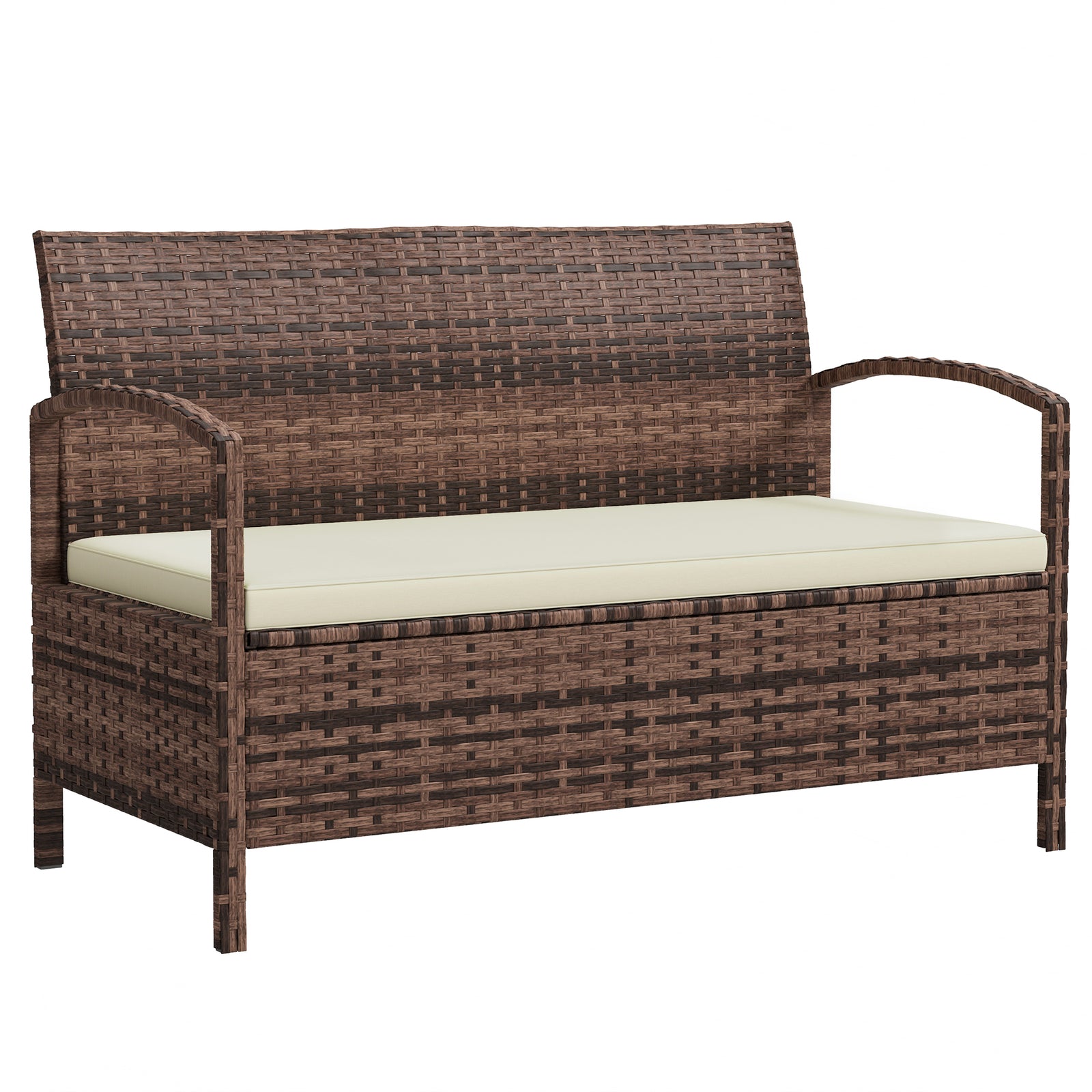 125L Storage Garden Bench, with Cushion - Brown