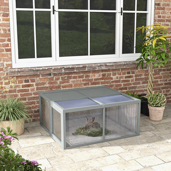 PawHut Wooden Folding Rabbit Hutch, Grey | Aosom UK