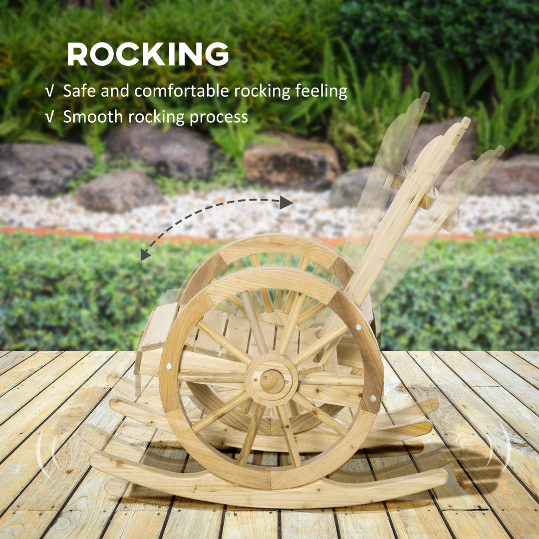 2 Piece Wooden Adirondack Rocking Chair Reclining Armchair Outdoor Garden Furniture Patio Porch Rocker - Natural