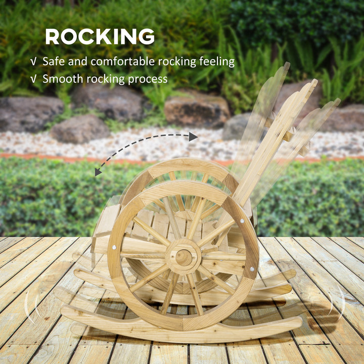 2 Piece Wooden Adirondack Rocking Chair Reclining Armchair Outdoor Garden Furniture Patio Porch Rocker - Natural