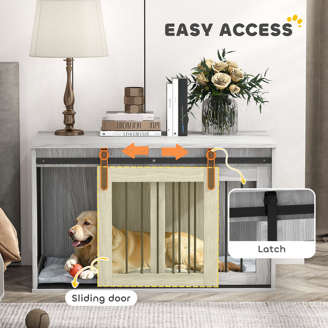 98cm Dog Crate Furniture with Removable Cushion for Large Dogs - Grey