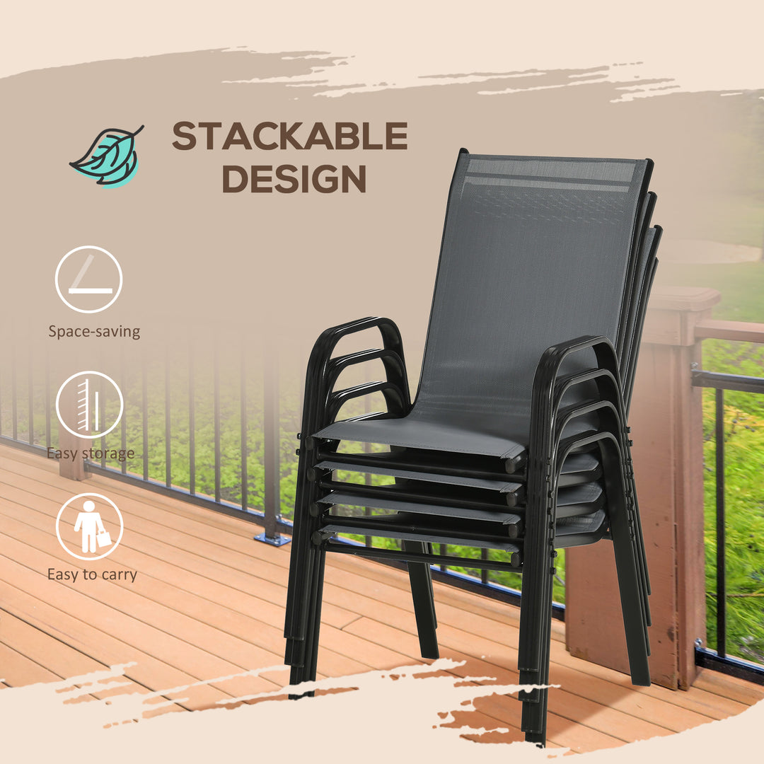Set of Four Stackable Mesh Seat Chairs - Dark Grey