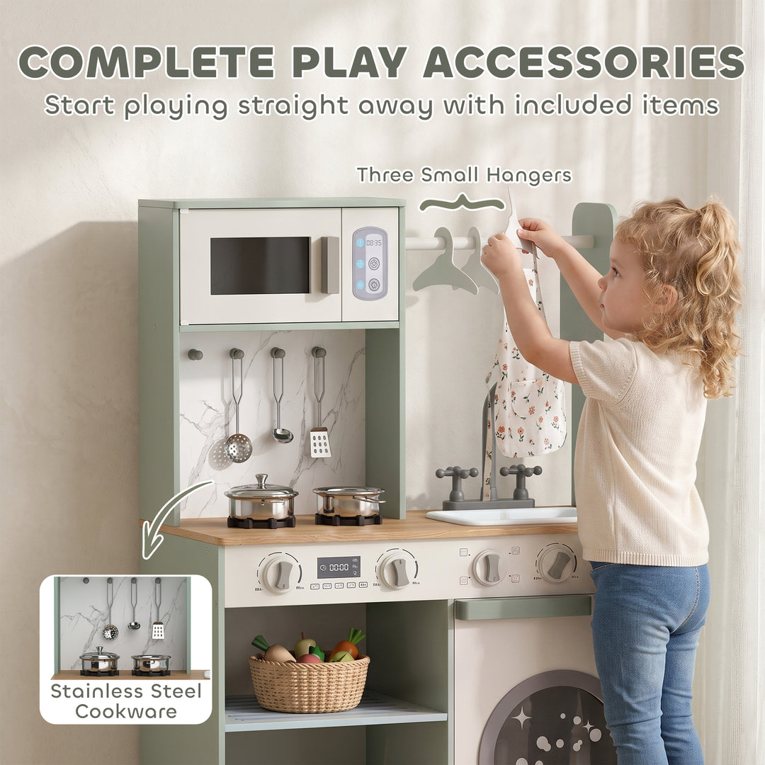 Kids Play Kitchen, Pretend Play Toy Kitchen Playset with Stove, Sink, 