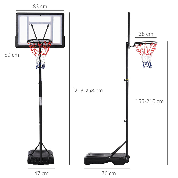 1.55-2.1m Basketball Hoop and Stand w/ Fillable Base, Wheels