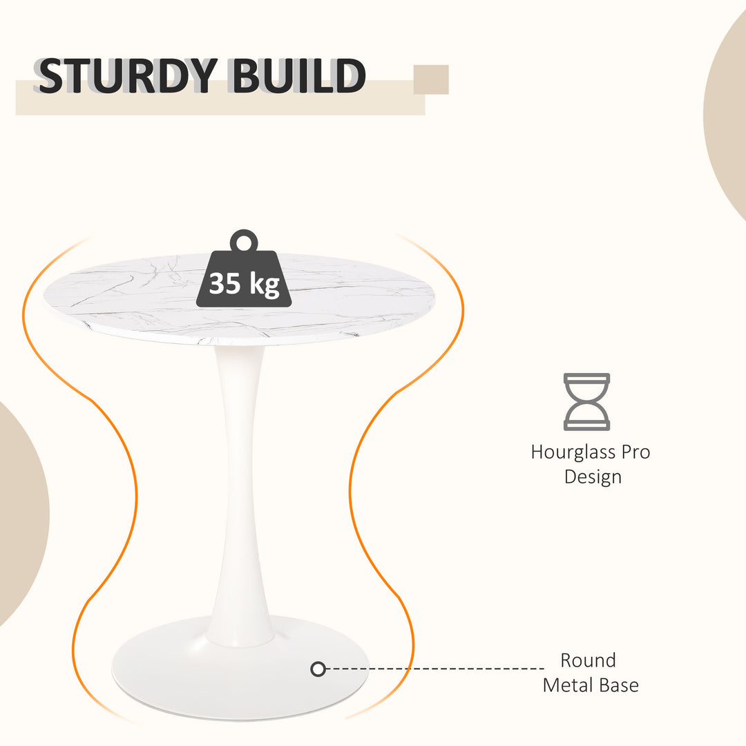 Modern Round Dining Table Leisure Coffee Bistro Table with Metal Base for Kitchen & Dining Room White