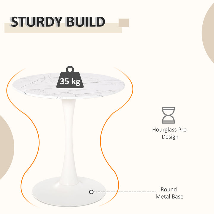Modern Round Dining Table Leisure Coffee Bistro Table with Metal Base for Kitchen & Dining Room White