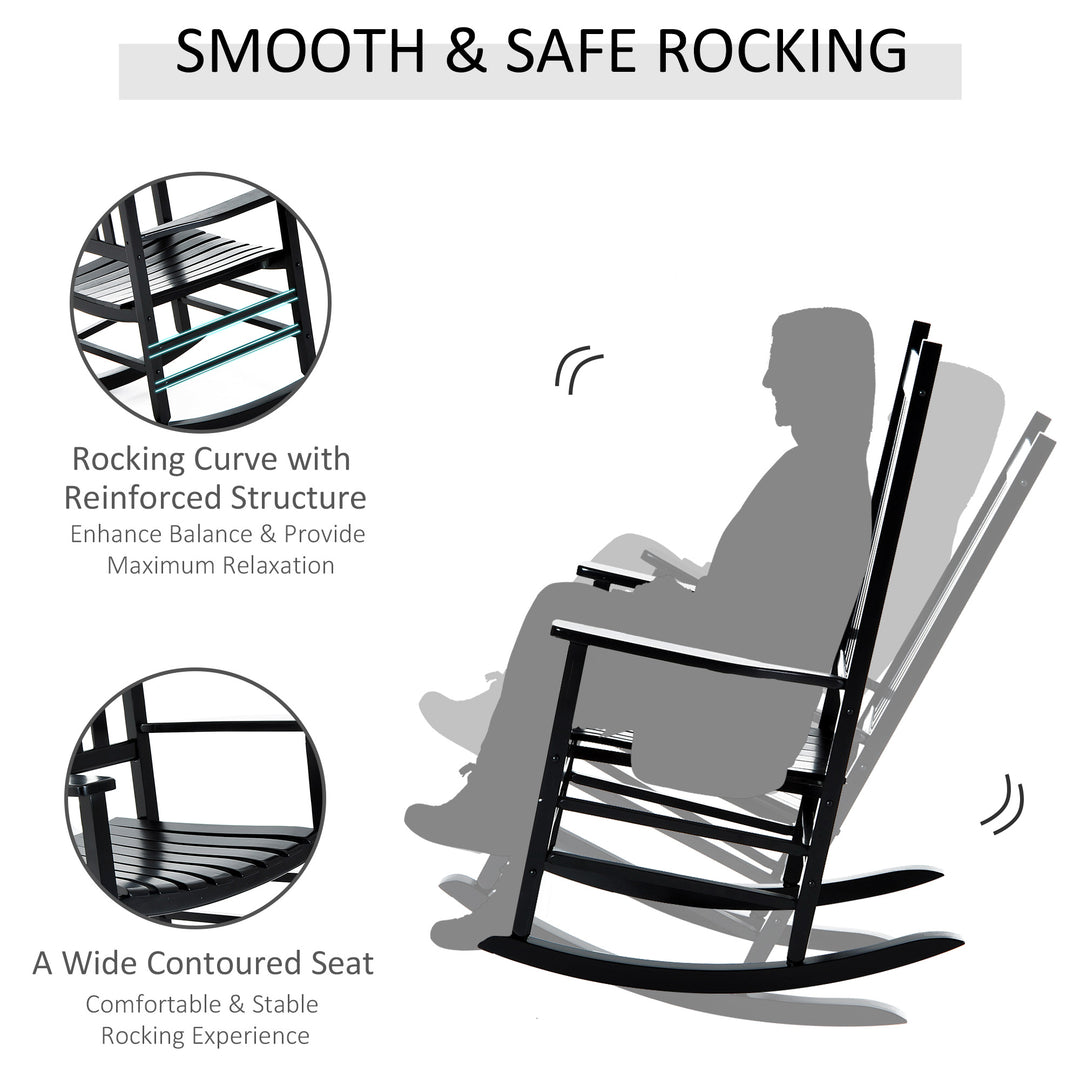 Outdoor Porch Rocking Chair Armchair Wooden Patio Rocker Balcony Deck Garden Seat Black
