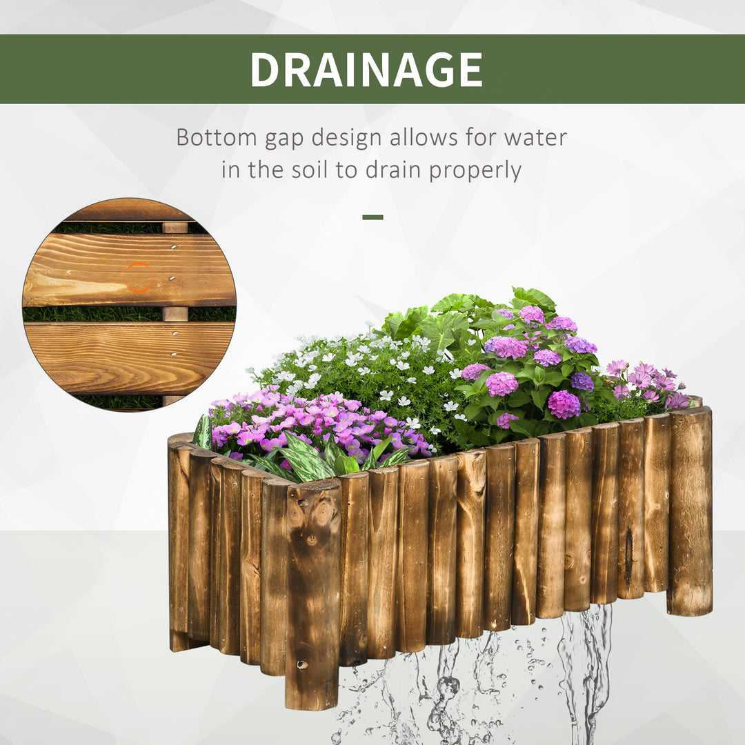 52L Raised Flower Bed Wooden Rectangular Planter Container Box Herb Pot Flower Pot 78L x 35W x 30H (cm)
