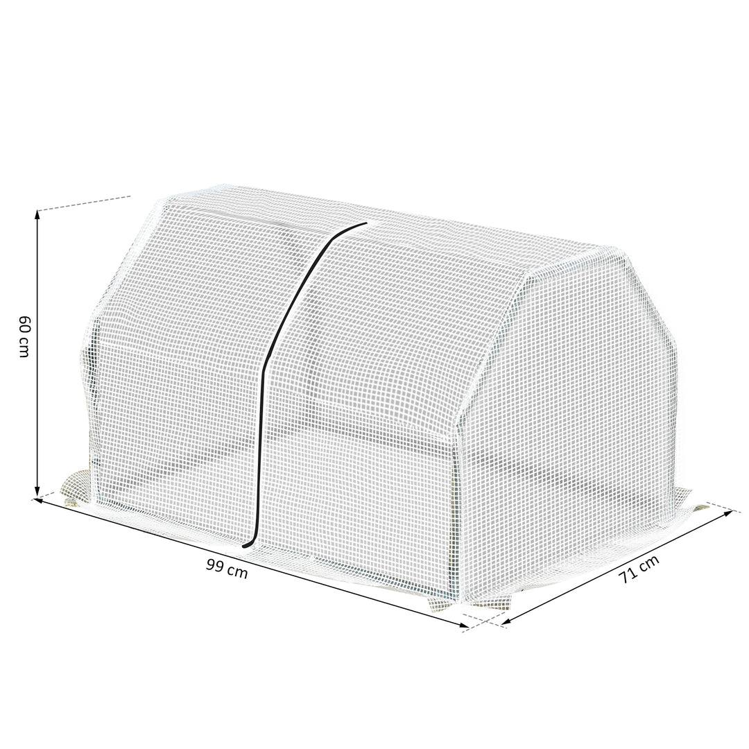 Outsunny Portable Greenhouse Oasis: Mini Metal Frame with PVC Cover, Zippered Access, 99x71x60cm, White | Aosom UK