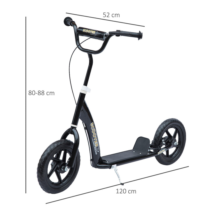 HOMCOM Teen Push Scooter Kids Children Stunt Scooter Bike Bicycle Ride On 12" EVA Tyres, Black | Aosom UK