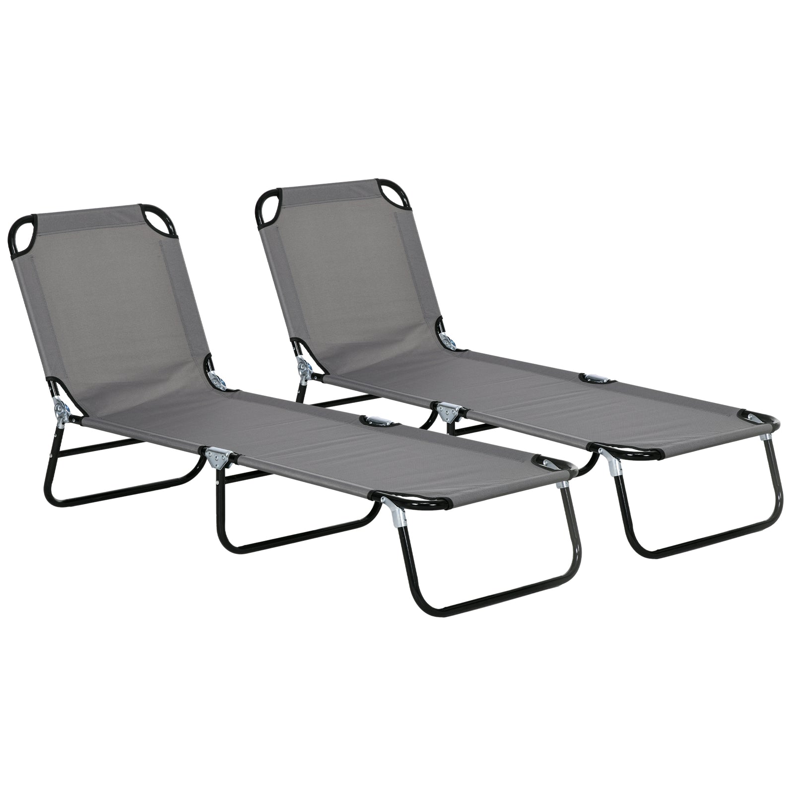 Garden Sun Lounger, with Five-Position Back - Grey