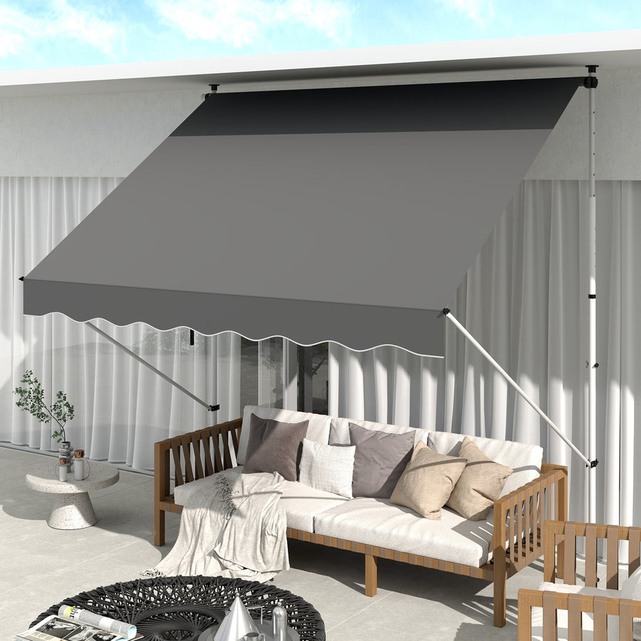 3x1.5m Adjustable Outdoor Aluminium Frame Awning Grey