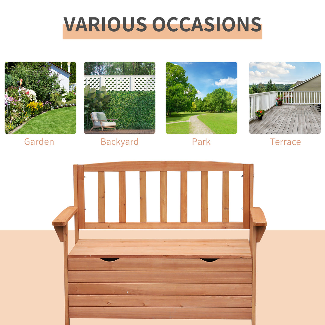 Two-Seater Garden Storage Bench - Natural