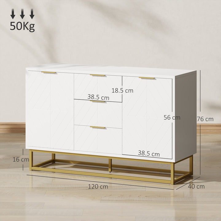 Sideboard with 3 Drawers and Adjustable Shelves for Living Room - White