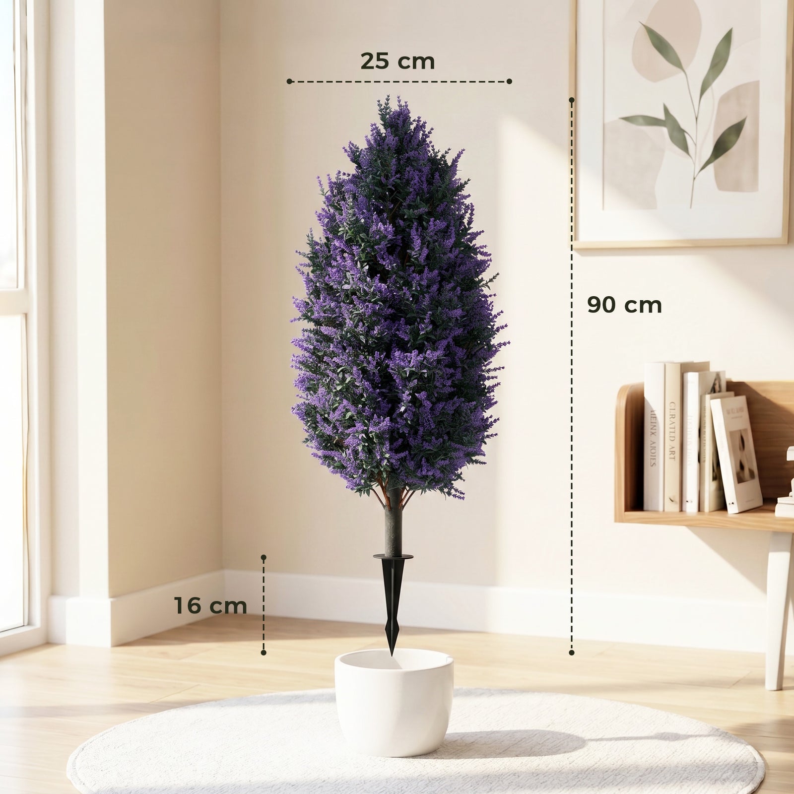 Set of 2 Artificial Lavender Flowers, Indoor Outdoor Fake Plants with 