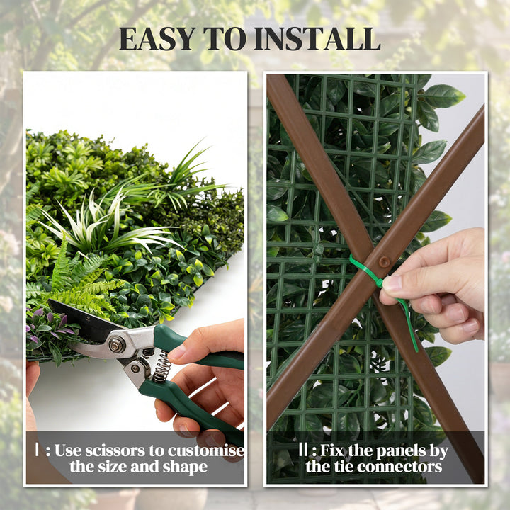 Grass Wall Panels, 100 x 100 cm Artificial Grass Wall Decor with Tie C