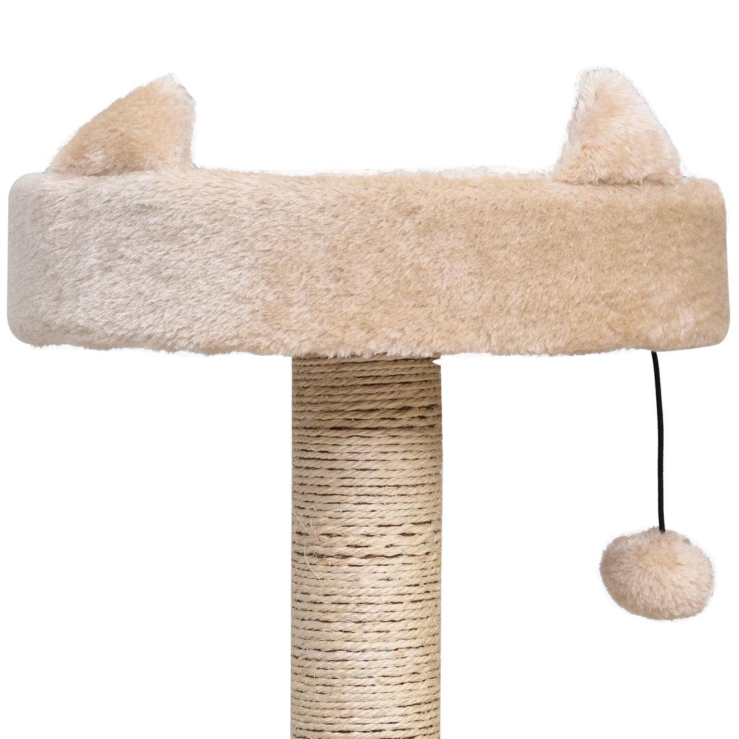 MCL Cat Tree for Indoor Cats with Scratching Post Climbing Tower Kitty Activity Centre Condo Perch Jumping Platforms Beige 60L x 40W x 81H cm
