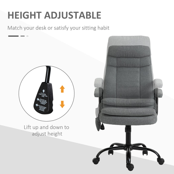 Office Chair, Linen Fabric Desk Chair with 2 Point Massage in Lumbar, Adjustable Height, Rolling Wheels, Grey