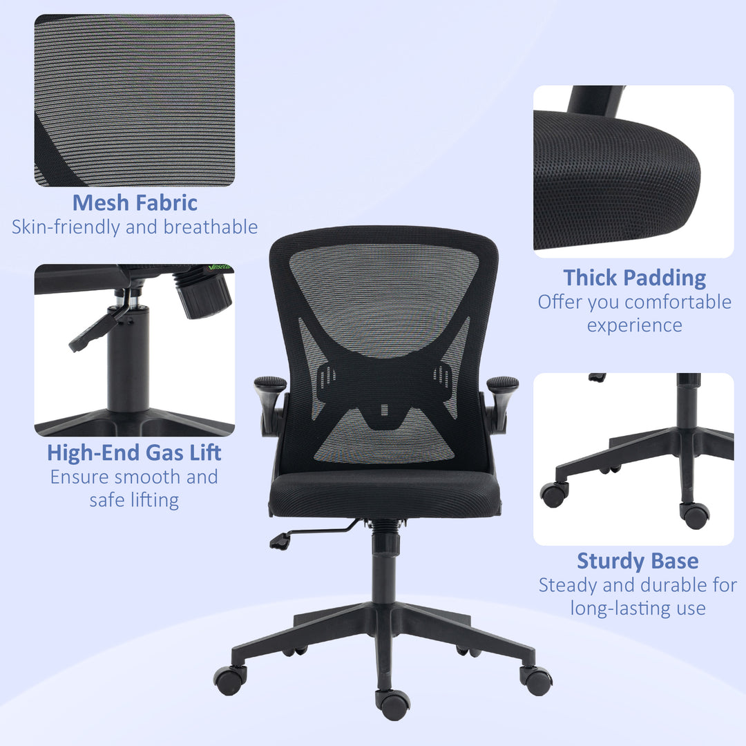 Vinsetto Task Desk Chair with Mesh, Lumbar Back Support, Adjustable Height, Flip